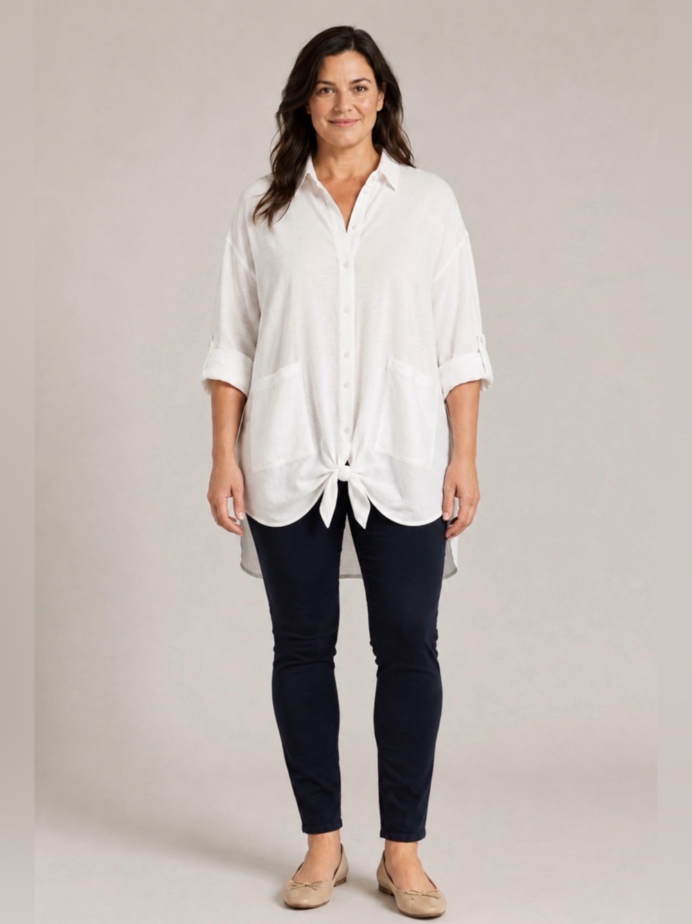 Caslon for Nordstrom oversized button-front shirt in women’s size 3X Ivory Color